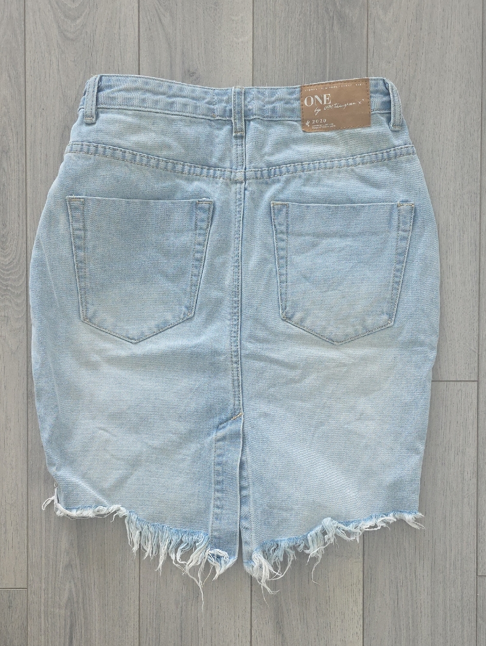 One Teaspoon Light Blue Distressed Denim Midi Skirt - Picture 2 of 2